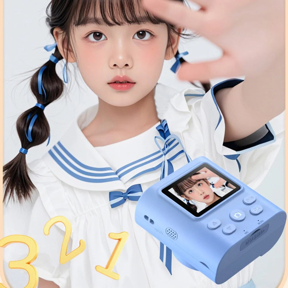 P99 16X Zoom Kids Instant Print Camera with 32G Memory Card 2.0 Inch IPS Screen Video Recorder for Children Selfie Digital Camera - Black - 5