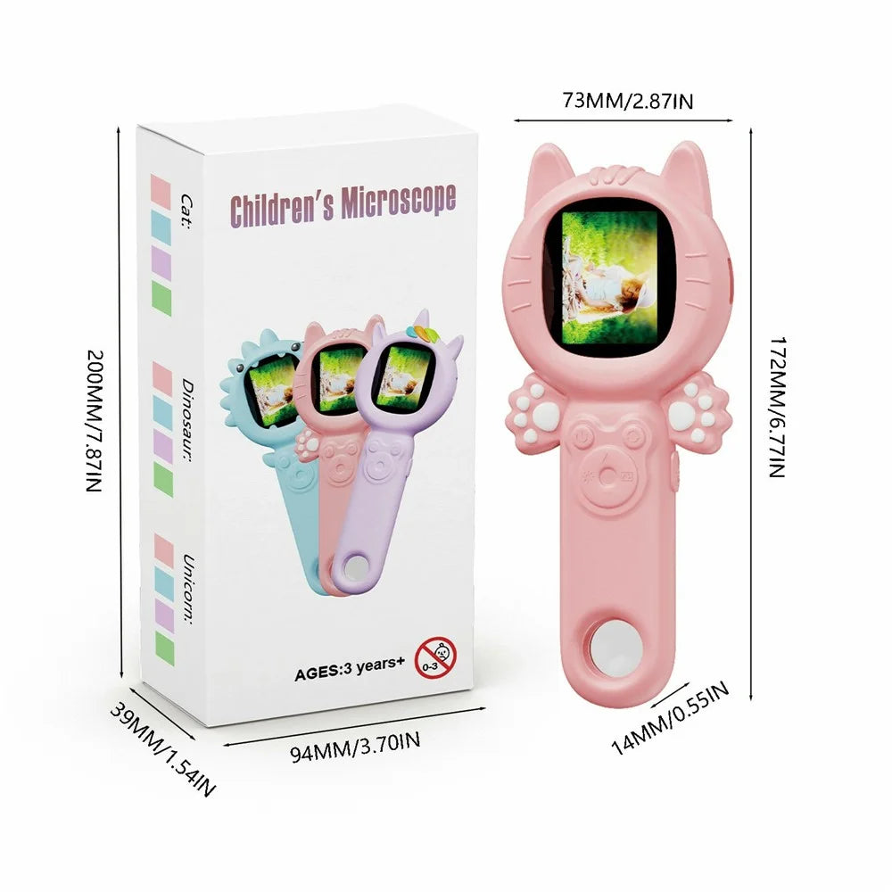 Z800 2.0 Inch Screen Children Digital Camera 500x Microscope Handheld Magnifying Glass with 32GB Memory Card - Pink - 6