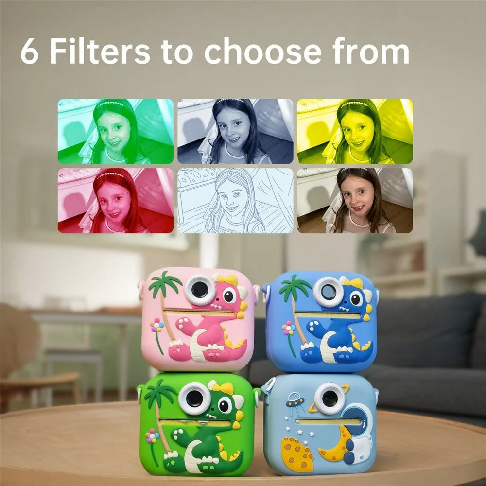 P9 Kids Digital Camera HD Dual Lens Instant Print Photo  /  Video with 32GB Memory Card and Card Reader - Astronaut Sky Blue - 5