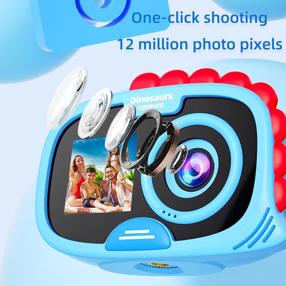 FAD Dual Screen Digital Camera Dinosaur Design 2.0 Inch HD Display Waterproof Video Recorder for Kids - Blue - 5