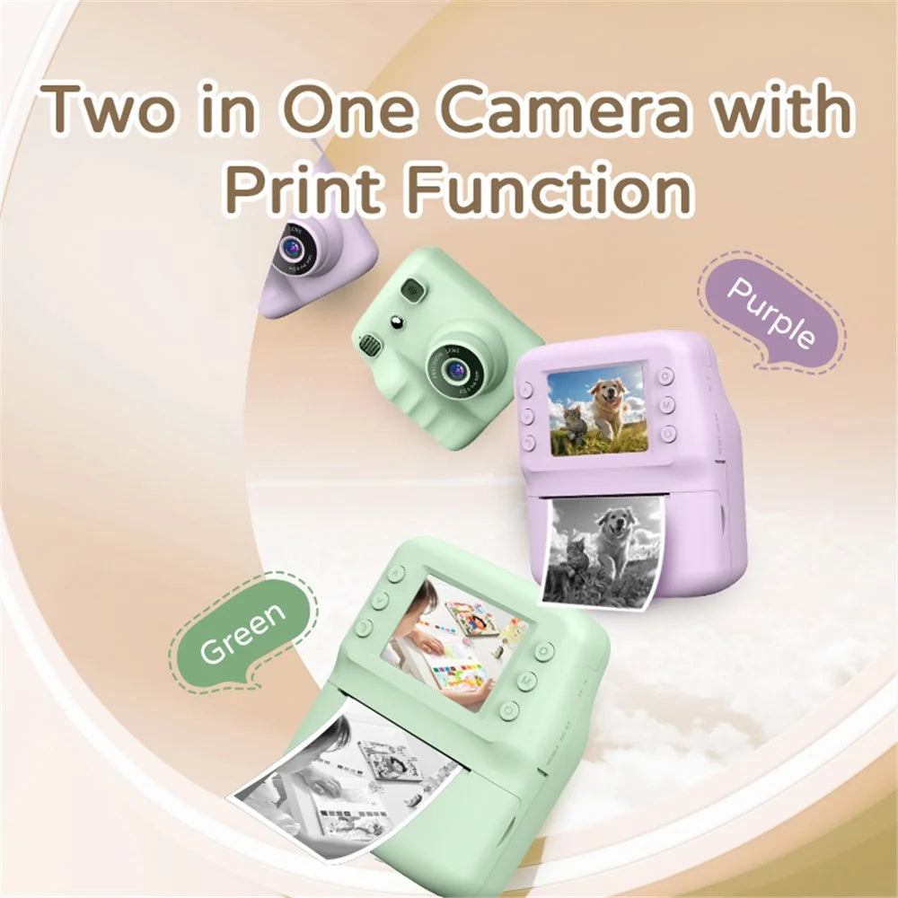 A29 2.4 Inch IPS HD Screen VGA Lens Instant Photo Printing Video Recording Digital Camera for Kids - Green - 5
