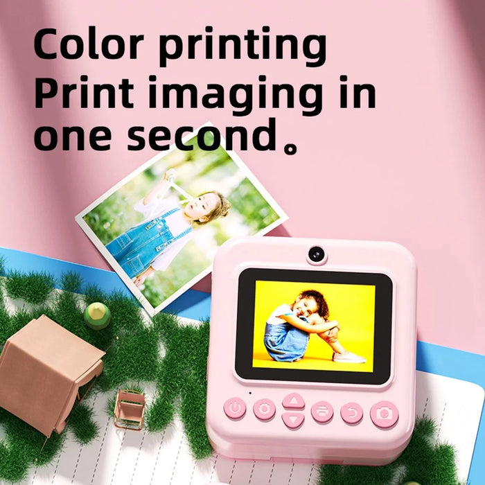 P03 Instant Print Camera for Kids 1080P Digital Video Camcorder Dual Cameras with 3 Rolls Print Paper - Pink - 3