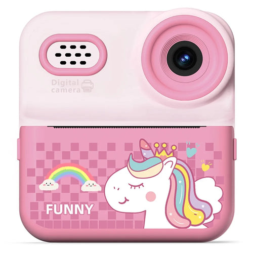 P03 Instant Print Camera for Kids Pattern Print 2.4 Inch HD 1080P Dual Camera Gift for Toddler - Pink - 1