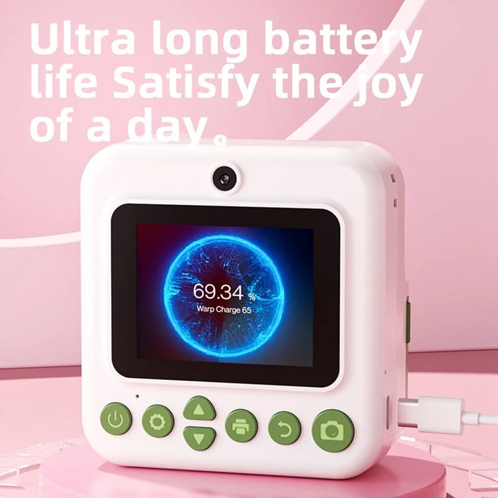 P03 Instant Print Camera for Kids Pattern Print 2.4 Inch HD 1080P Dual Camera with 32G Memory Card+Card Reader - Pink - 5