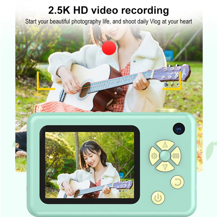 H4 Mini Pocket Camera 1080P Ultra HD 8K Student Digital Camera 2.4-inch LCD Camera with Flash - Green - 5