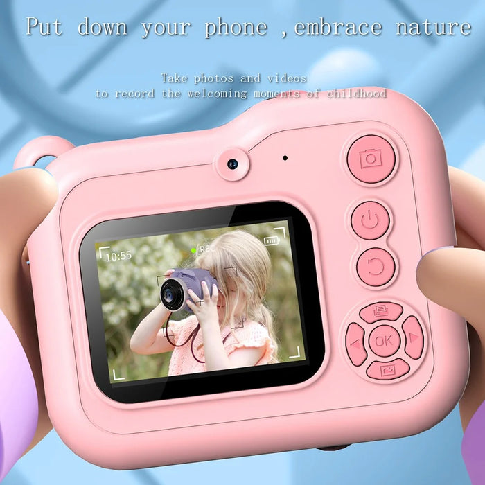 Q80 2.4 Inch IPS Screen Instant Print Digital Camera HD Dual Lens Portable Video Recorder - Pink - 2