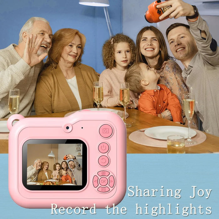 Q80 2.4 Inch IPS Screen Instant Print Digital Camera HD Dual Lens Portable Video Recorder - Pink - 3