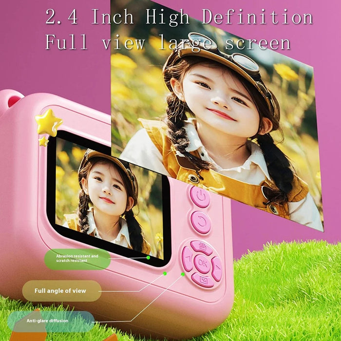 Q80 2.4 Inch IPS Screen Instant Print Digital Camera HD Dual Lens Portable Video Recorder - Pink - 4