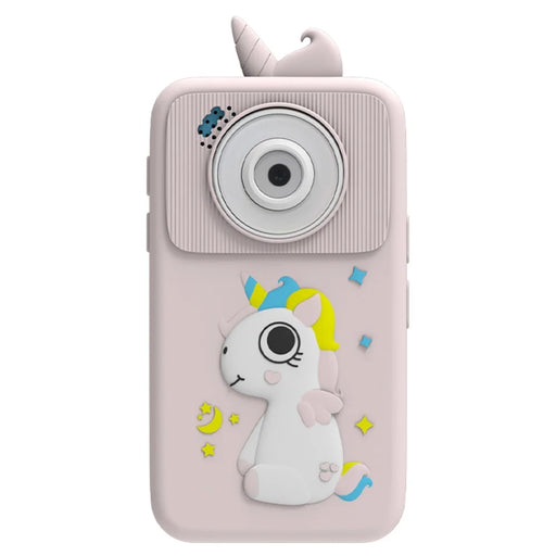 D16 2.8 Inch HD Screen Dual Lens Kids Camera Touch Screen Toddler Learning Phone Toy with Silicone Case - Pink / Unicorn - 2