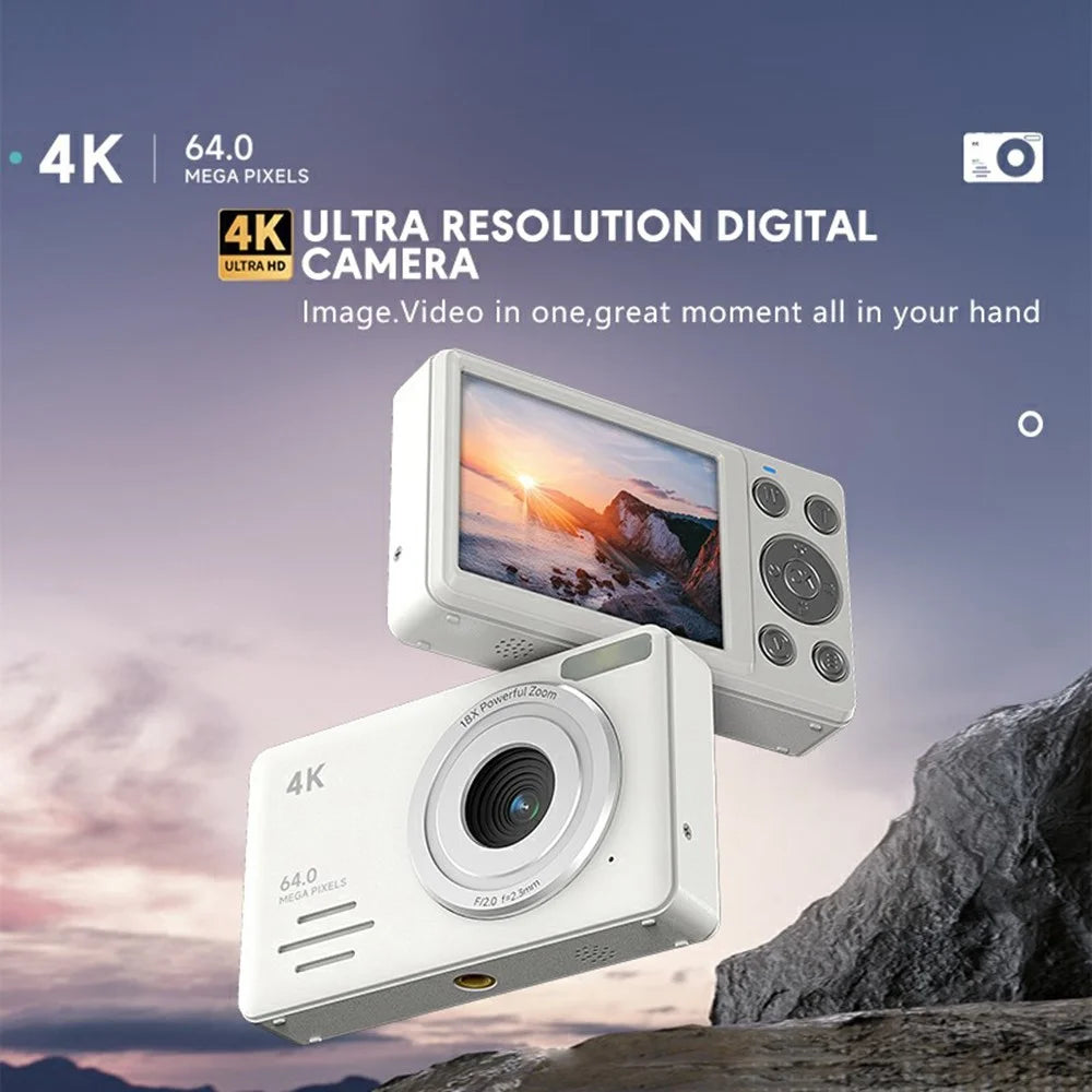 S7 4K Digital Camera 18x Zoom 64MP CMOS Sensor 2.88 Inch HD Screen Travel Selfie Camera - White - 2