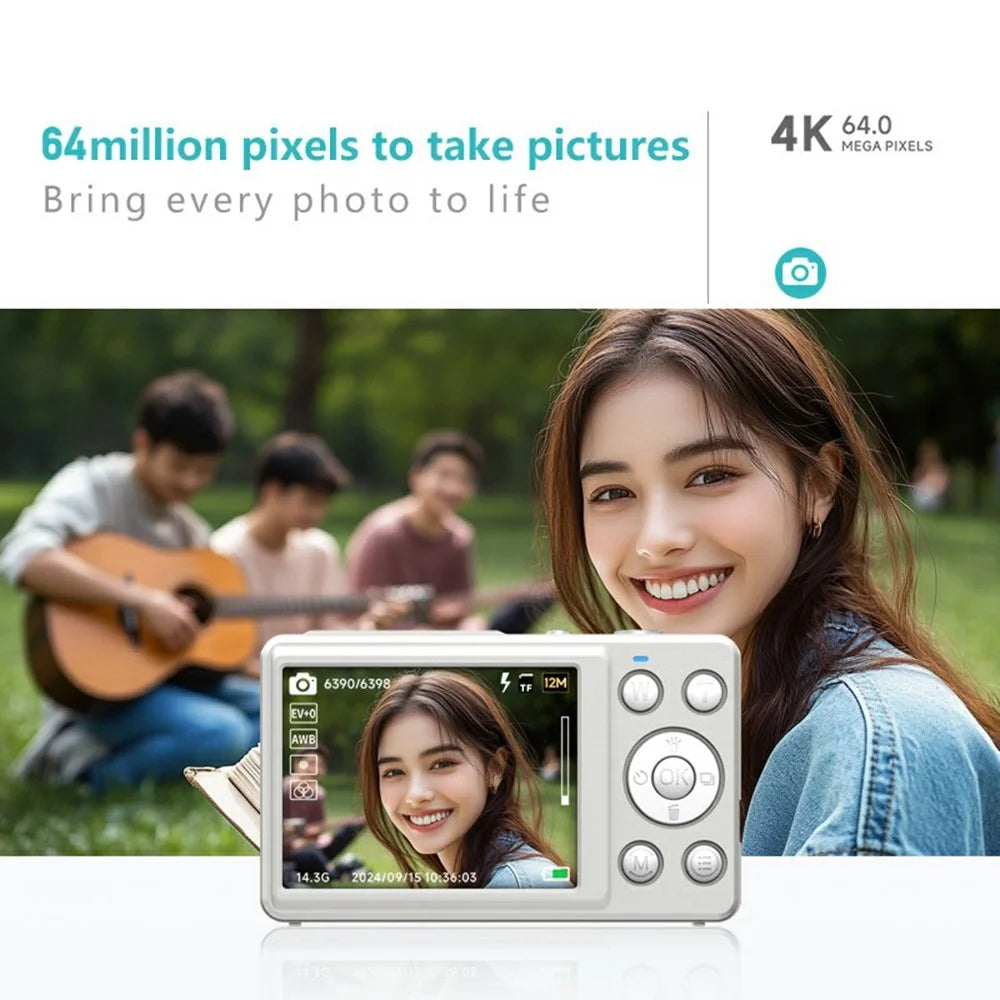S7 4K Digital Camera 18x Zoom 64MP CMOS Sensor 2.88 Inch HD Screen Travel Selfie Camera - White - 5