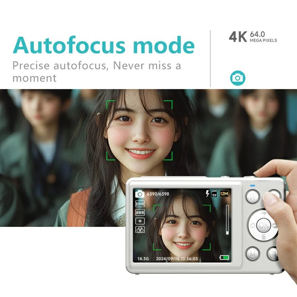 S7 4K Digital Camera 18x Zoom 64MP CMOS Sensor 2.88 Inch HD Screen Travel Selfie Camera - White - 6