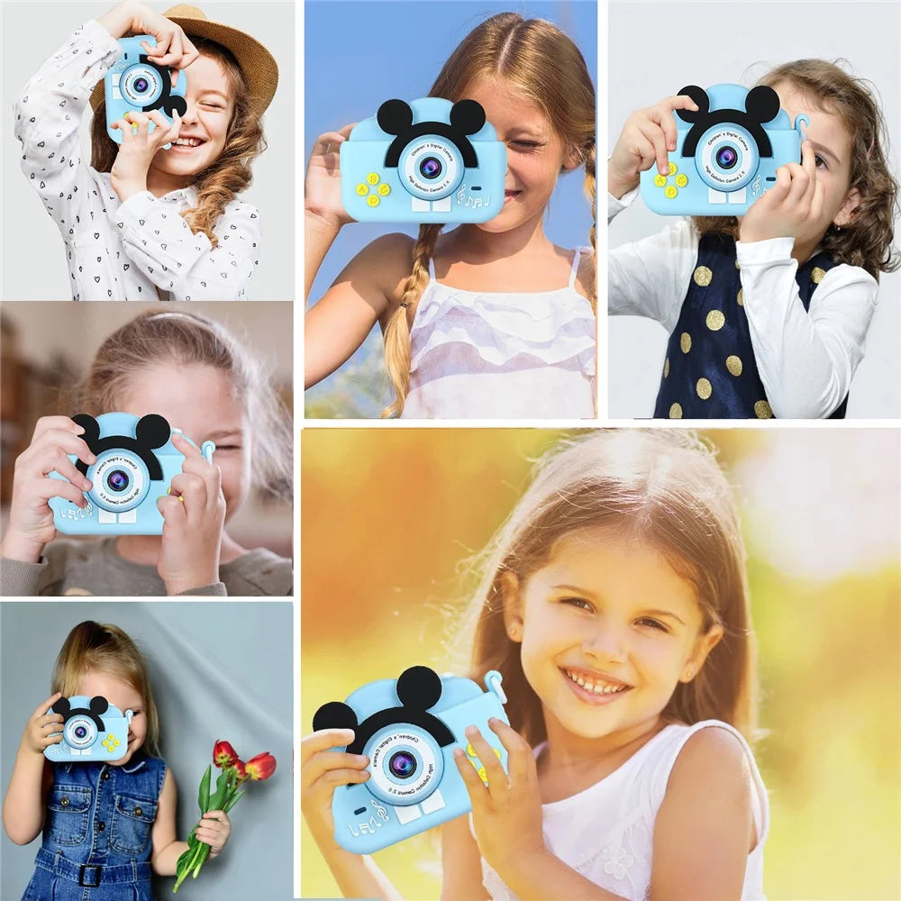 A5 2.0-inch IPS Screen Mouse Shape Kids Camera Cute Cartoon Digital HD Dual Lens Camera - Blue - 4