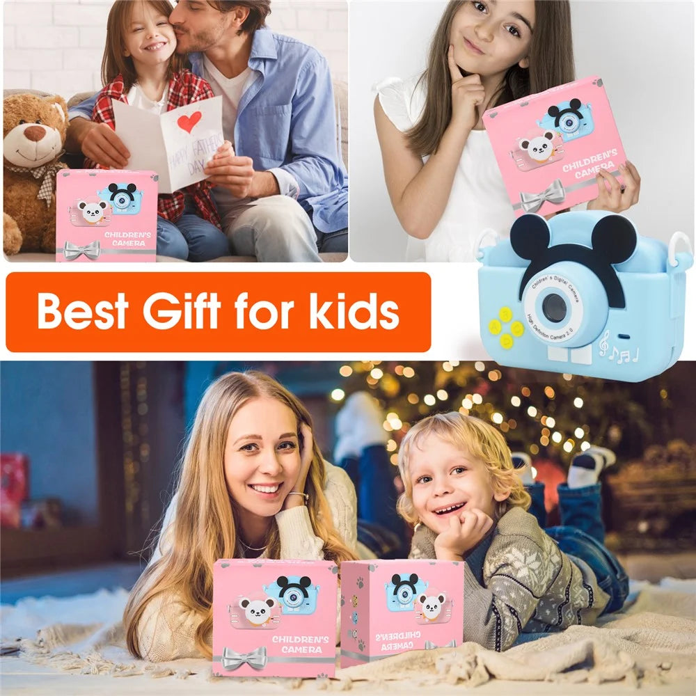 A5 2.0-inch IPS Screen Mouse Shape Kids Camera Cute Cartoon Digital HD Dual Lens Camera - Blue - 7
