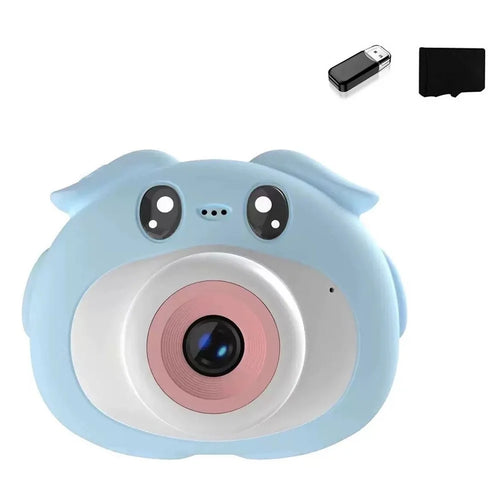 K69 For Kids Digital Camera Cartoon Animal Design 2.0 Inch HD Screen Dual Lens Video Recorder with 32GB Memory Card + Card Reader - Blue - 1