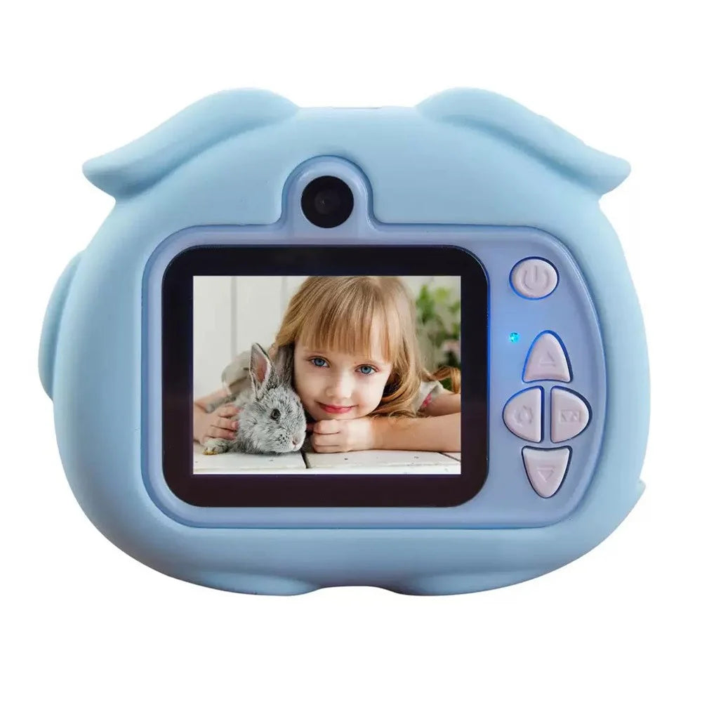 K69 For Kids Digital Camera Cartoon Animal Design 2.0 Inch HD Screen Dual Lens Video Recorder with 32GB Memory Card + Card Reader - Blue - 2