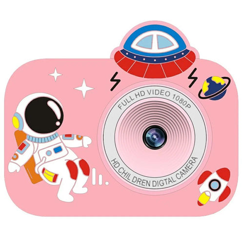 Y8S Cute Cartoon Design Kids Digital Camera HD Dual Lens Video Recorder for Children (No Memory Card) - Astronaut Pink - 1