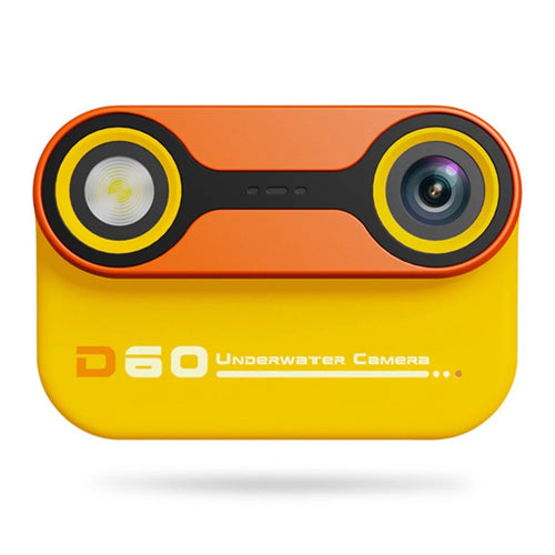 D60 3m Underwater 2.4 Inch IPS Screen Dual Lens Kids Camera with 32GB Memory Card (No Tripod) - Yellow - 1