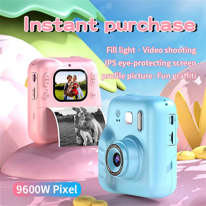 Y300H 2.0 Inch IPS Screen Portable Instant Print Digital Camera HD Video Recorder for Children - Pink - 4