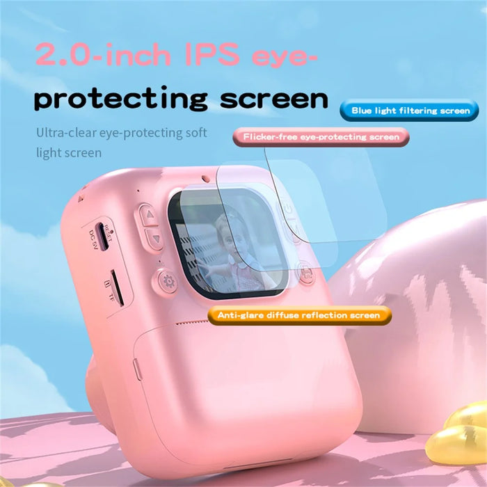 Y300H 2.0 Inch IPS Screen Portable Instant Print Digital Camera HD Video Recorder for Children - Pink - 7