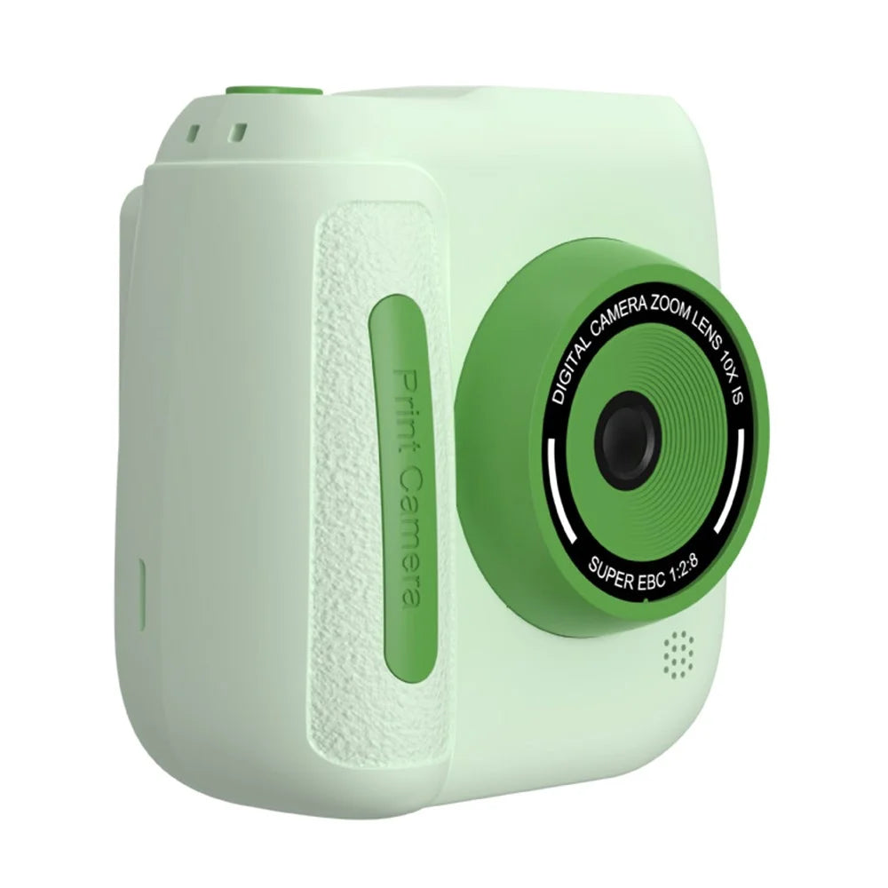 D102 2.4 Inch IPS Screen Instant Print Digital Camera for Kids 10X Zoom Dual HD Lens Video Recorder, with 32GB Card - Green - 1