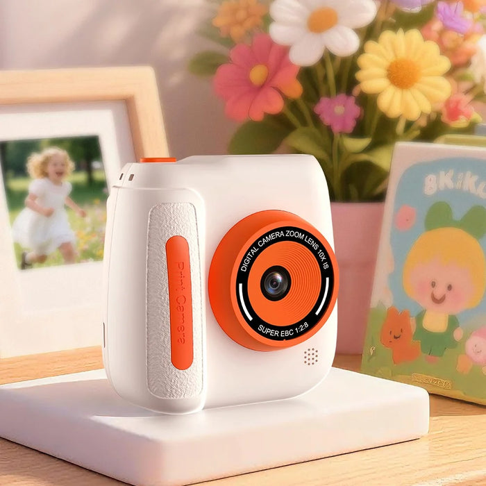 D102 2.4 Inch IPS Screen Instant Print Digital Camera for Kids 10X Zoom Dual HD Lens Video Recorder, with 32GB Card - Green - 3