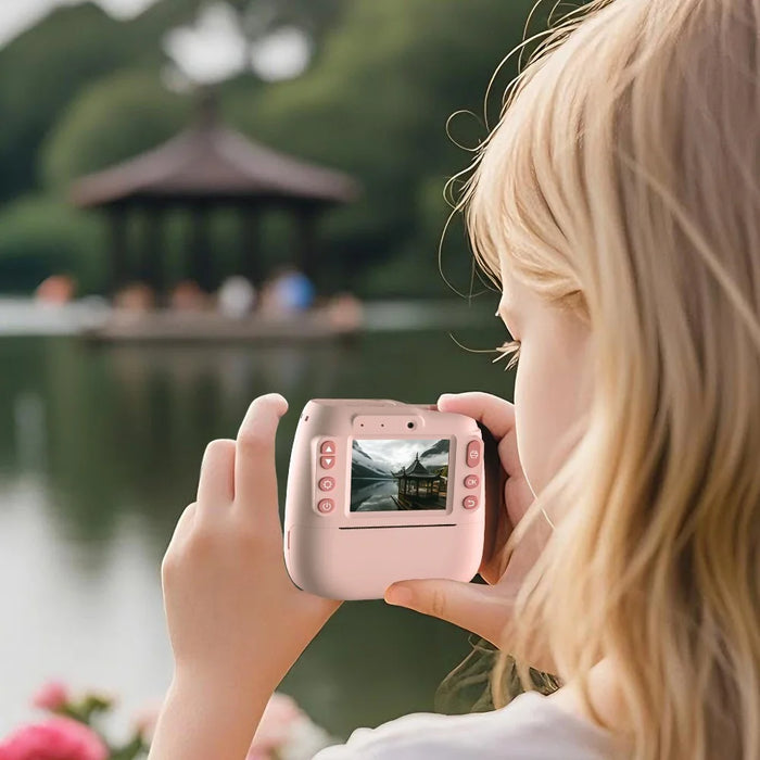 D102 2.4 Inch IPS Screen Instant Print Digital Camera for Kids 10X Zoom Dual HD Lens Video Recorder, with 32GB Card - Green - 6