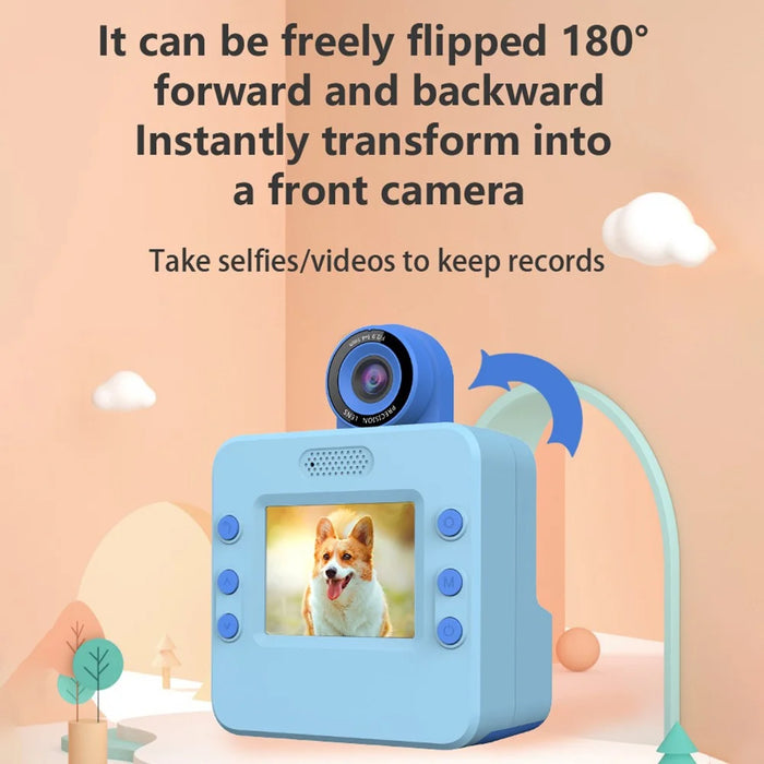 A30 2.4 Inch IPS Screen Instant Camera for Kids HD Flip Lens Video Recorder Built In Games - Blue - 7