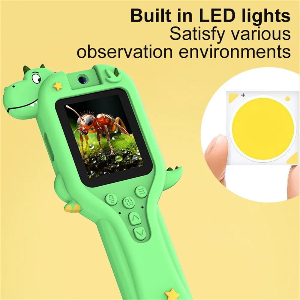 HY-F1 500X Magnification 2.0 Inch Screen Portable Handheld Microscope Camera for Kids Video Recorder, Style A - Pink Unicorn - 6