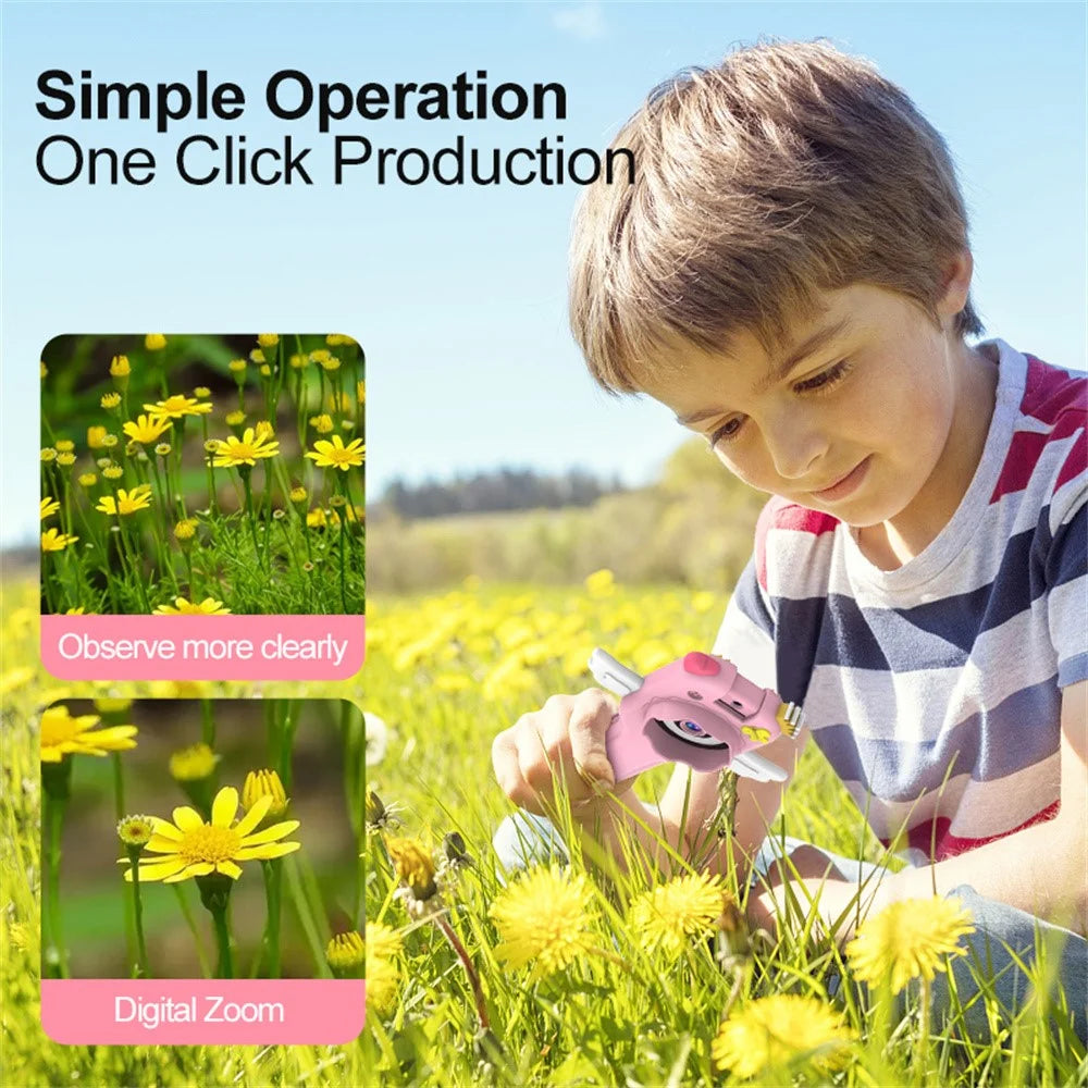 HY-F1 Cartoon Design 2.0 Inch Handheld Microscope Camera 500X Magnification Video Recorder for Kids, Style B - Pink Angel - 3