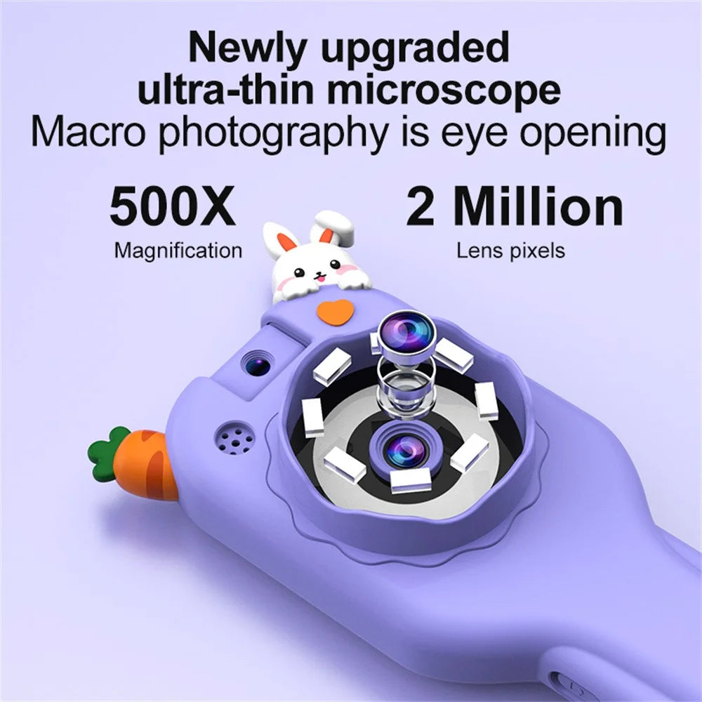 HY-F1 Cartoon Design 2.0 Inch Handheld Microscope Camera 500X Magnification Video Recorder for Kids, Style B - Pink Angel - 5
