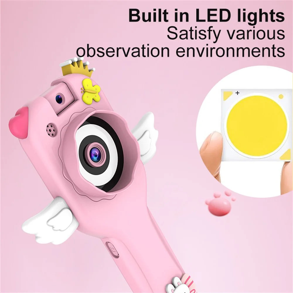 HY-F1 Cartoon Design 2.0 Inch Handheld Microscope Camera 500X Magnification Video Recorder for Kids, Style B - Pink Angel - 6