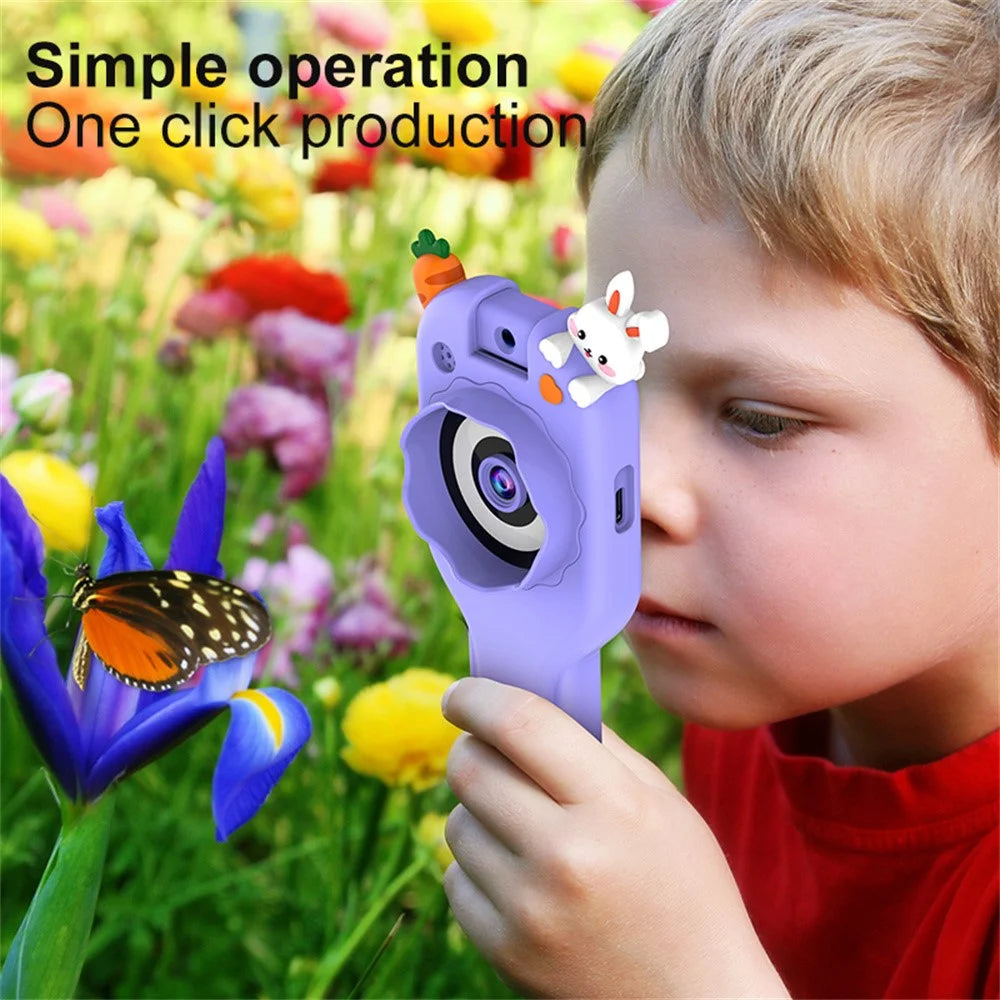 HY-F1 Cartoon Design 2.0 Inch Handheld Microscope for Kids 500X Magnification Video Recorder with 32GB Card + Card Reader, Style B - Pink Angel - 4