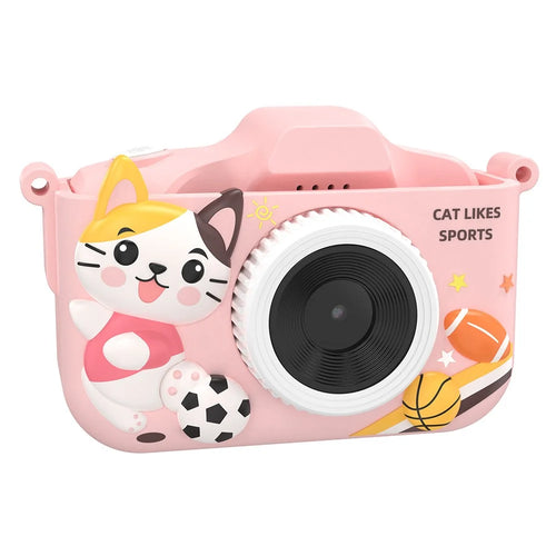 T5S Cartoon Cat Digital Camera 2.0 Inch IPS Screen HD Dual Lens Video Recorder for Kids - Pink - 1