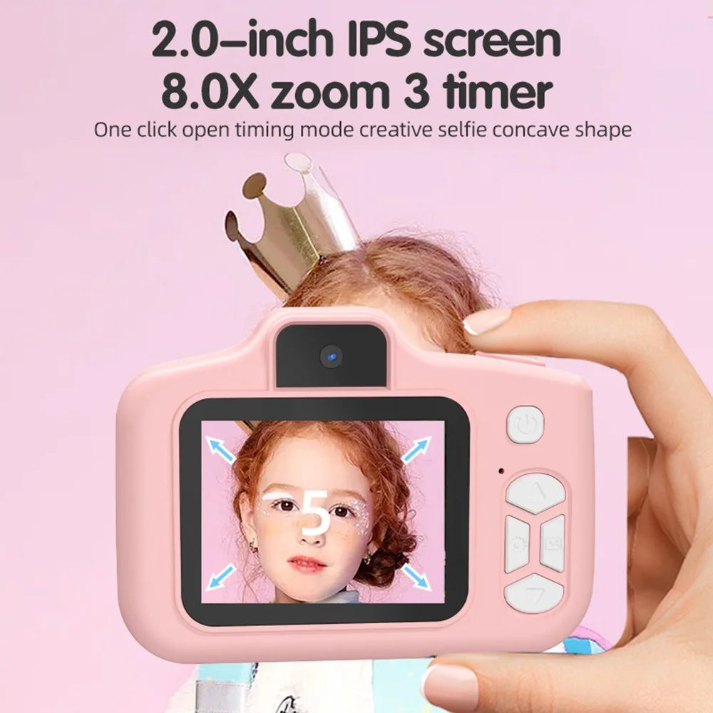 T5S Cartoon Cat Digital Camera 2.0 Inch IPS Screen HD Dual Lens Video Recorder for Kids - Pink - 7