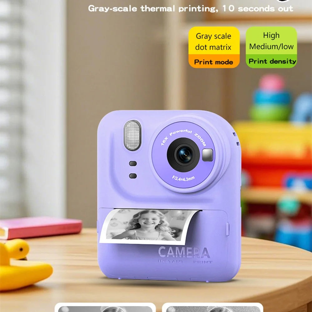 P89 HD Children Instant Print Camera Portable Kids Digital Camera Photo Printer with 32GB Memory Card - Blue - 4