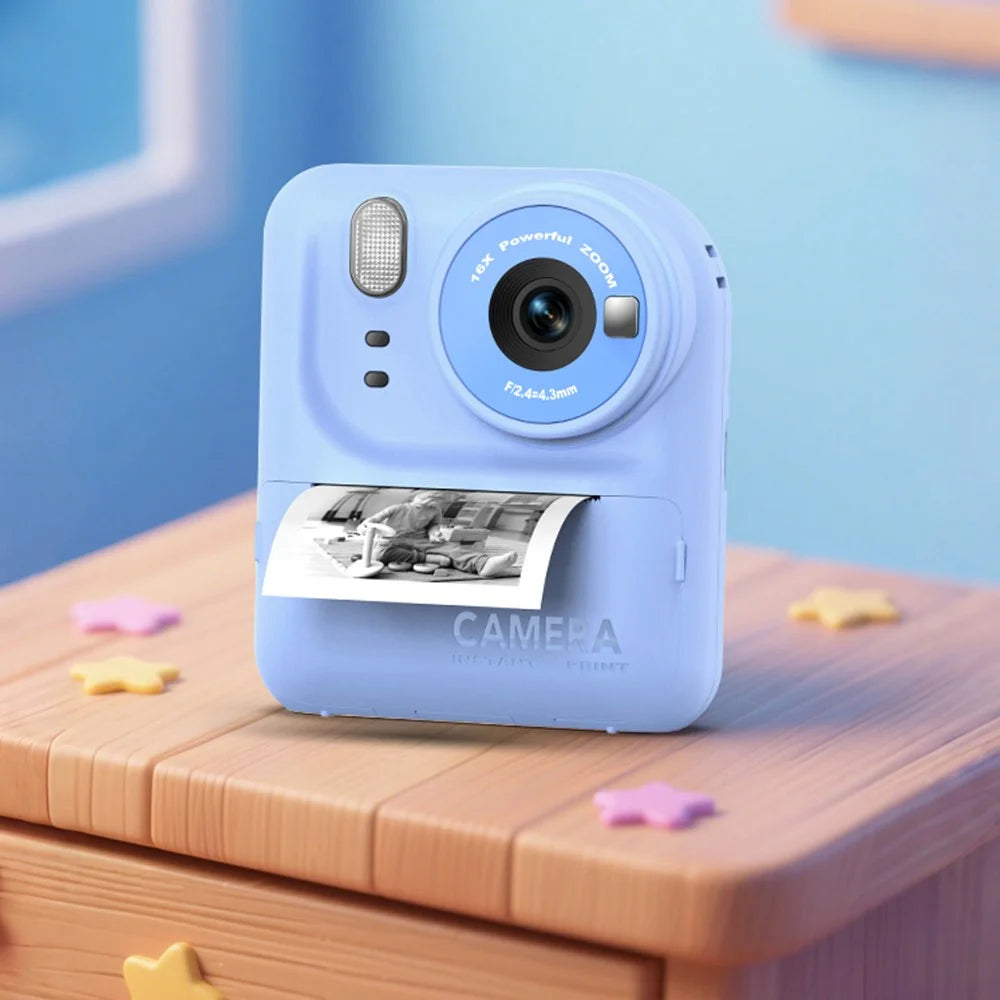 P89 HD Children Instant Print Camera Portable Kids Digital Camera Photo Printer with 32GB Memory Card - Blue - 6