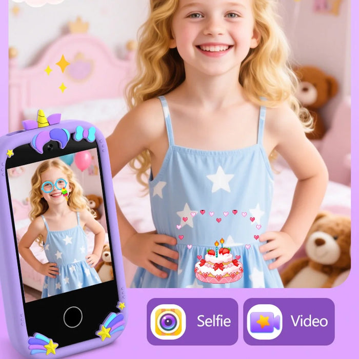 W5 Kids Learning Toy Phone Educational Games Camera Video Recorder with 32GB Memory Card - Purple - 6