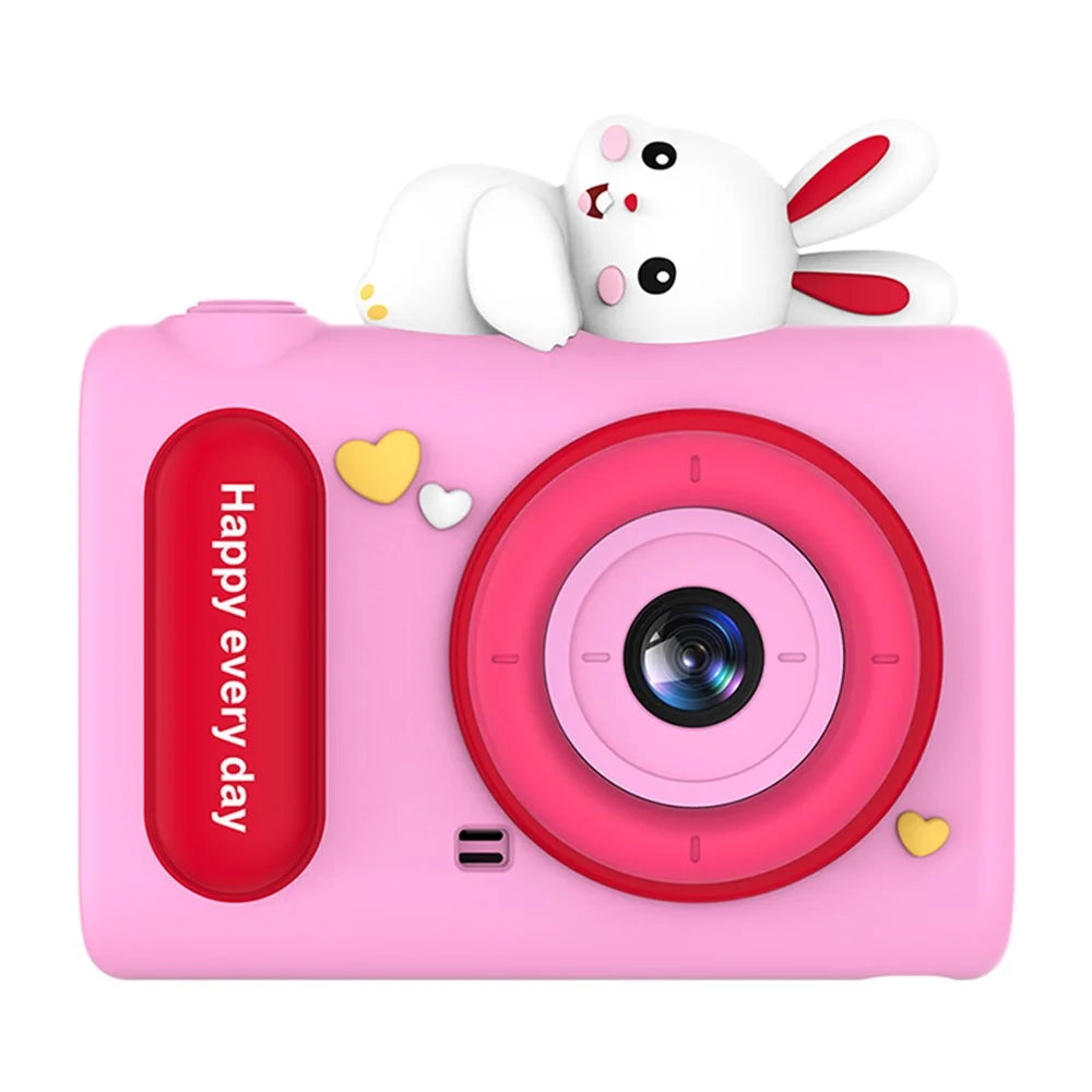 H05 Cartoon Animal Design 2.0 Inch HD Dual Lens 8X Zoom Digital Camera for Kids Video Recorder with 32GB Card + Card Reader - Pink Rabbit - 2