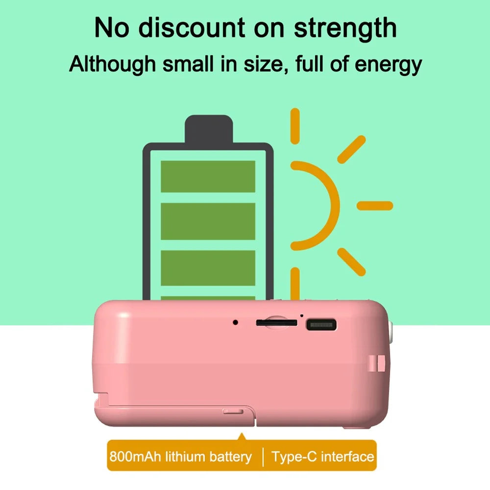 K12 Kids Digital Camera Thermal Printer Lightweight Portable Front / Rear HD Dual Lens Camera - Black - 3
