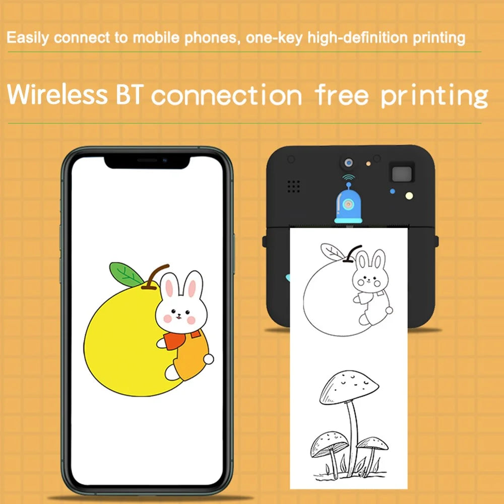 K12 Kids Digital Camera Thermal Printer Lightweight Portable Front / Rear HD Dual Lens Camera - Black - 4