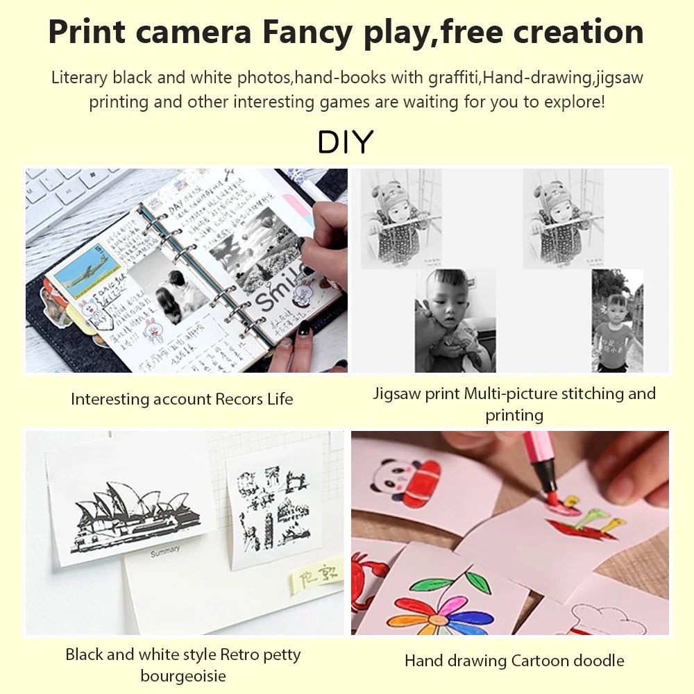 K12 Kids Digital Camera Thermal Printer Lightweight Portable Front / Rear HD Dual Lens Camera - Black - 6