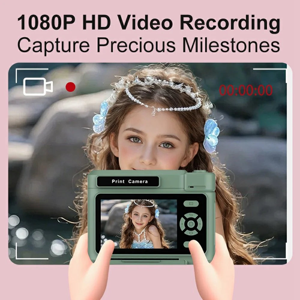 D15 For Kids Portable Video Recorder 2.4 Inch IPS Screen Instant Print Camera Built In Fill Light (Support Monochrome Printing) - Pink - 6