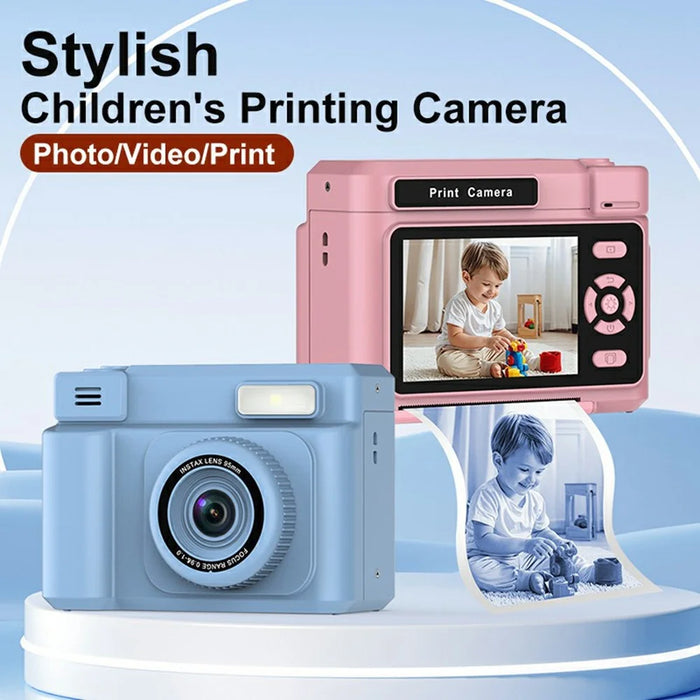 D15 For Kids Portable Video Recorder 2.4 Inch IPS Screen Instant Print Camera with 32GB Card + Card Reader (Support Monochrome Printing) - Pink - 3