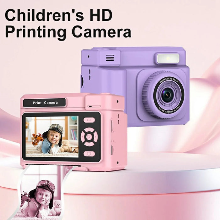 D15 For Kids Portable Video Recorder 2.4 Inch IPS Screen Instant Print Camera with 32GB Card + Card Reader (Support Monochrome Printing) - Pink - 4