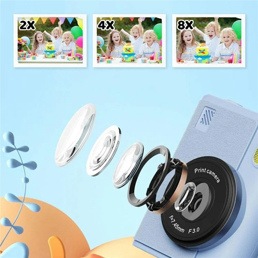Z900 2.4 Inch Instant Print Camera for Kids HD Video Recorder with 32GB Card + Card Reader (Support Monochrome Printing) - Pink - 3