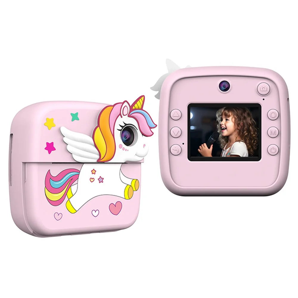 A28 2.4 Inch IPS Screen Instant Print Digital Camera for Kids Cartoon Animal Portable Video Recorder - Unicorn - 2