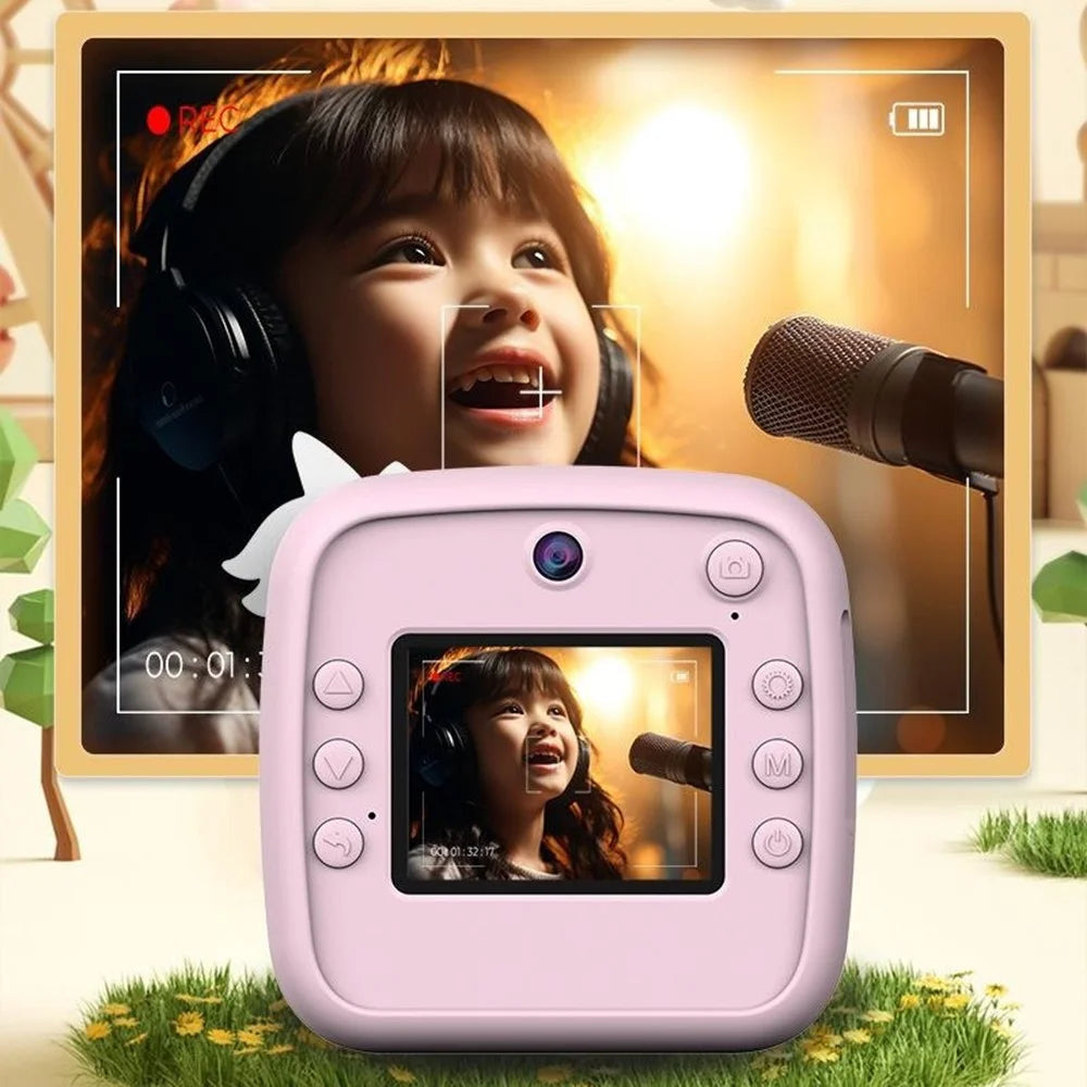 A28 2.4 Inch IPS Screen Instant Print Digital Camera for Kids Cartoon Animal Portable Video Recorder - Unicorn - 5