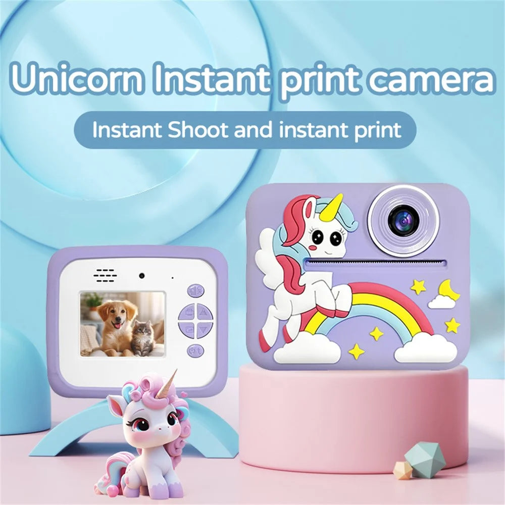 D2A Cartoon Pattern Dual Lens HD Video Recorder 2.4 Inch IPS Screen Portable Instant Print Kids Camera - Pink Santa - 3