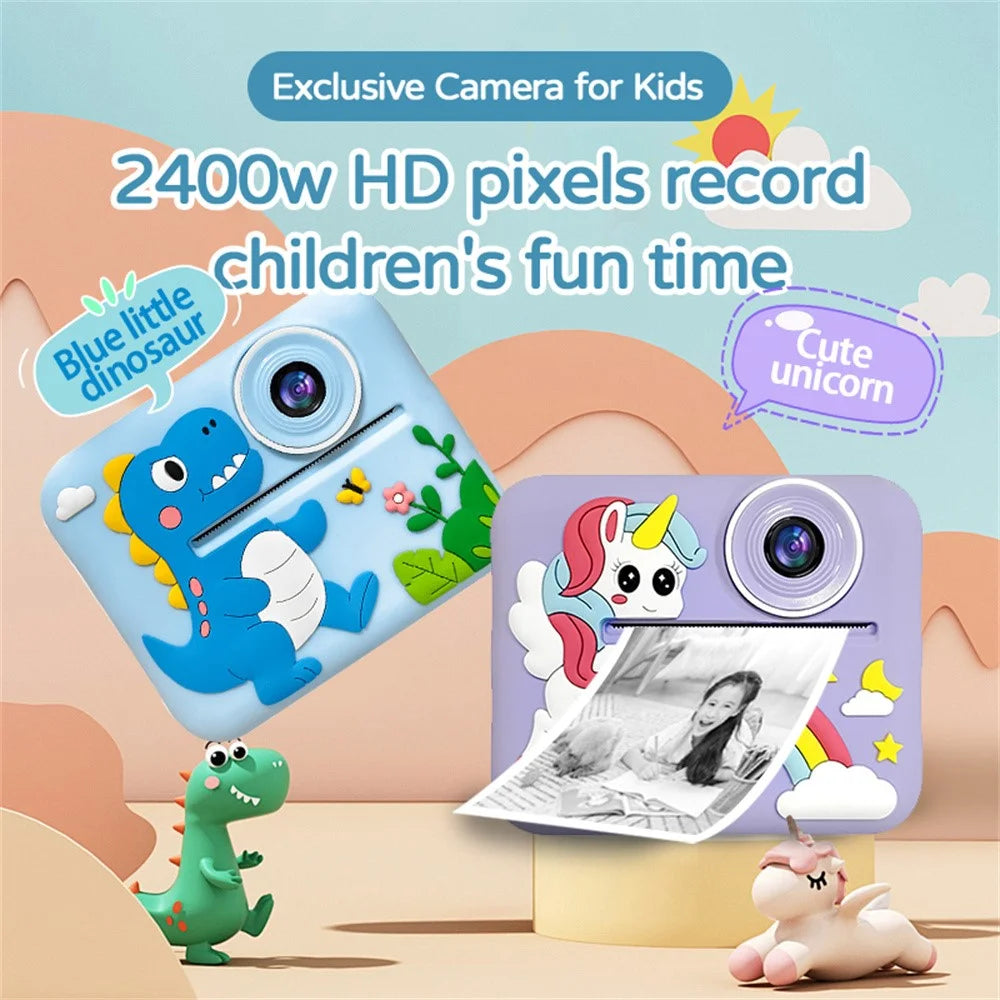 D2A Cartoon Pattern Dual Lens HD Video Recorder 2.4 Inch IPS Screen Portable Instant Print Kids Camera - Pink Santa - 4